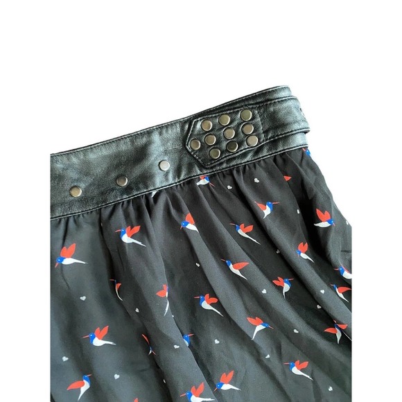 Torrid Hummingbird Skirt chiffon Leather Studded Black Plus Women 20 Bird - Picture 7 of 14